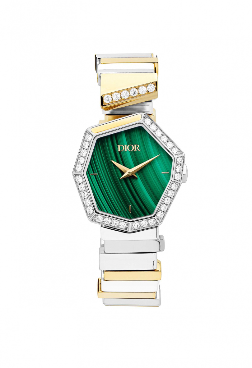 Gem Dior 黃金精鋼孔雀石腕錶／530,000元（圖／品牌提供）
