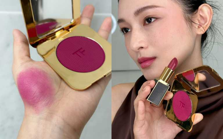 TOM FORD 經典黑蘭花限定版頰彩霜#01覆盆子莓紅色/2,450元(圖/廖怡婷 攝)