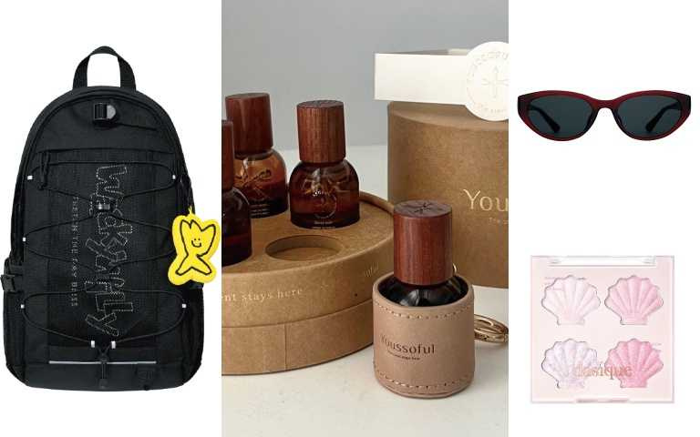 (左)【潮流必備】Wacky WiLLy《網眼抽繩後背包》 特價2,690，推薦價2,990元。【男團同款香】SEVENTEEN成員愛用品牌 YOUSSOFUL 10ml香氛探索禮盒。(右下)Dasique 打亮盤01 Twinkle Mermaid 特價539元（原690元）、(右上)【暢銷必買】BLUE ELEPHANT《BIN RED WINE》特價1,690，推薦價2,280元。（圖／業者提供）