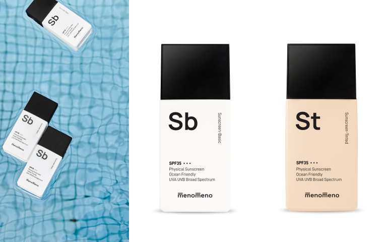 m̄enom̄eno Sb友善全護防曬乳、 St 安⼼潤⾊防曬乳 SPF35 ★★★ 30ml /780元（圖／品牌提供）