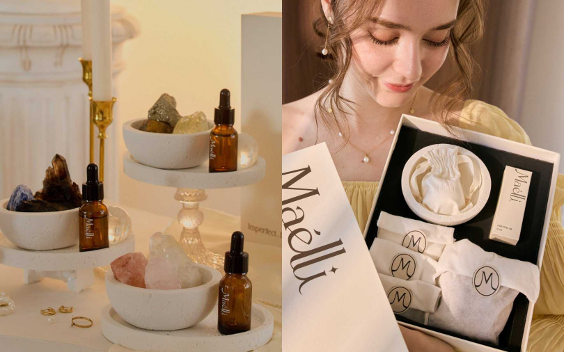法式美學品牌Maelli推出3款各有祝福訊息的高質感水晶香氛禮盒,僅在選物平台citiesocial獨家銷售。(圖/品牌提供)
