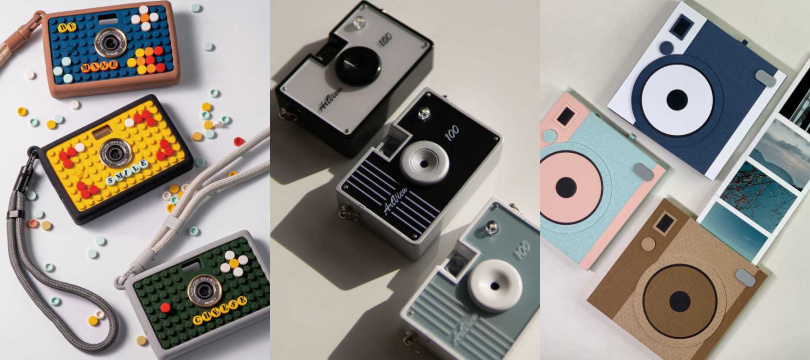 (由左至右:PaperShoot|Aura Bricks 復刻黃磚相機;Fun Collection|數位即可拍;零壹零手作卡片|相機卡片(圖/Pinkoi提供)