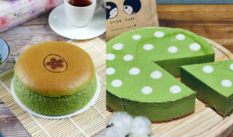 幸福屋「抹茶輕乳酪」（左）、SMOK café「宇治抹茶生乳酪蛋糕」。（圖／樂天市場提供）