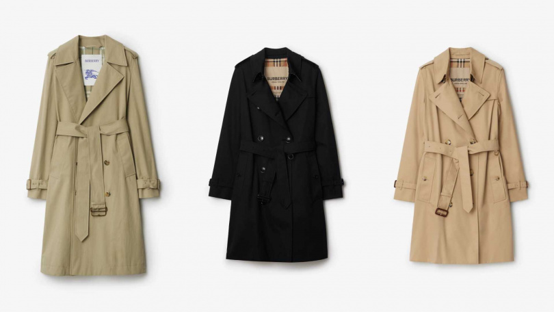 Burberry雲雀色長版Gabardine風衣/95,000元,Burberry中長版Kensington Heritage系列風衣/89,000元(圖/品牌提供)