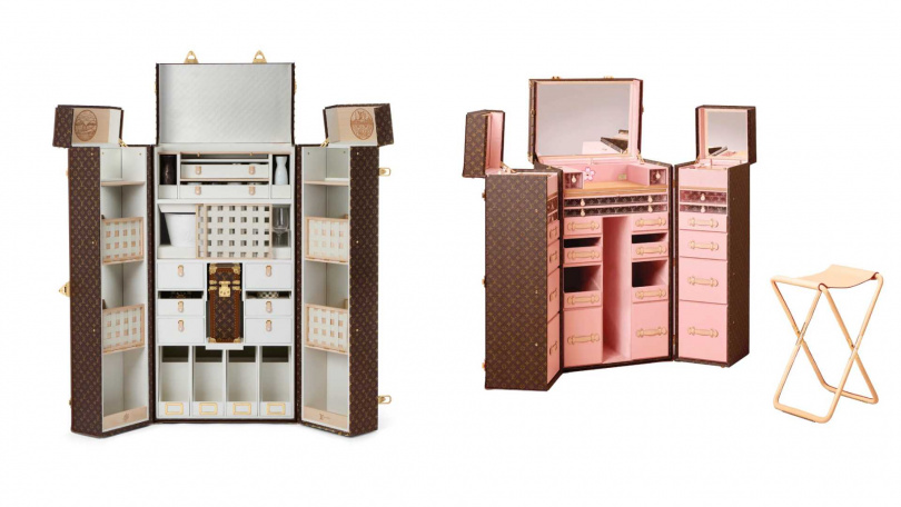 新品(左)Malle Sake 清酒硬箱/6,750,000元,(右)Louis Vuitton x Murakami 櫻花圖案頂級美容梳妝硬箱/6,650,000元(圖/品牌提供)