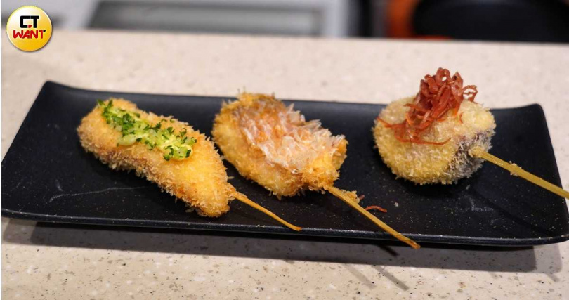 「黑喉」（左起，80元）、「馬頭魚」（100元）、「無花果」（80元）皆為隱藏菜色。（圖／魏妤靜攝）