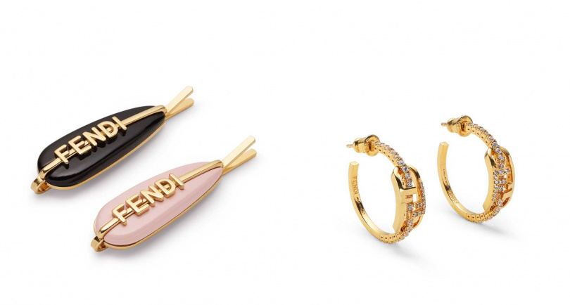 Fendigraphy髮夾／14,200元，FENDI O'Lock耳環／16,000元（圖／品牌提供）