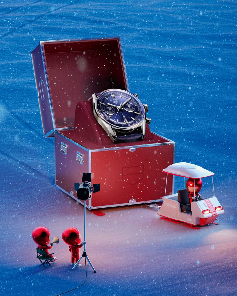 TAG Heuer Carrera Glassbox 拱形計時腕錶藍面款／建議售價212,000元（圖／品牌提供）