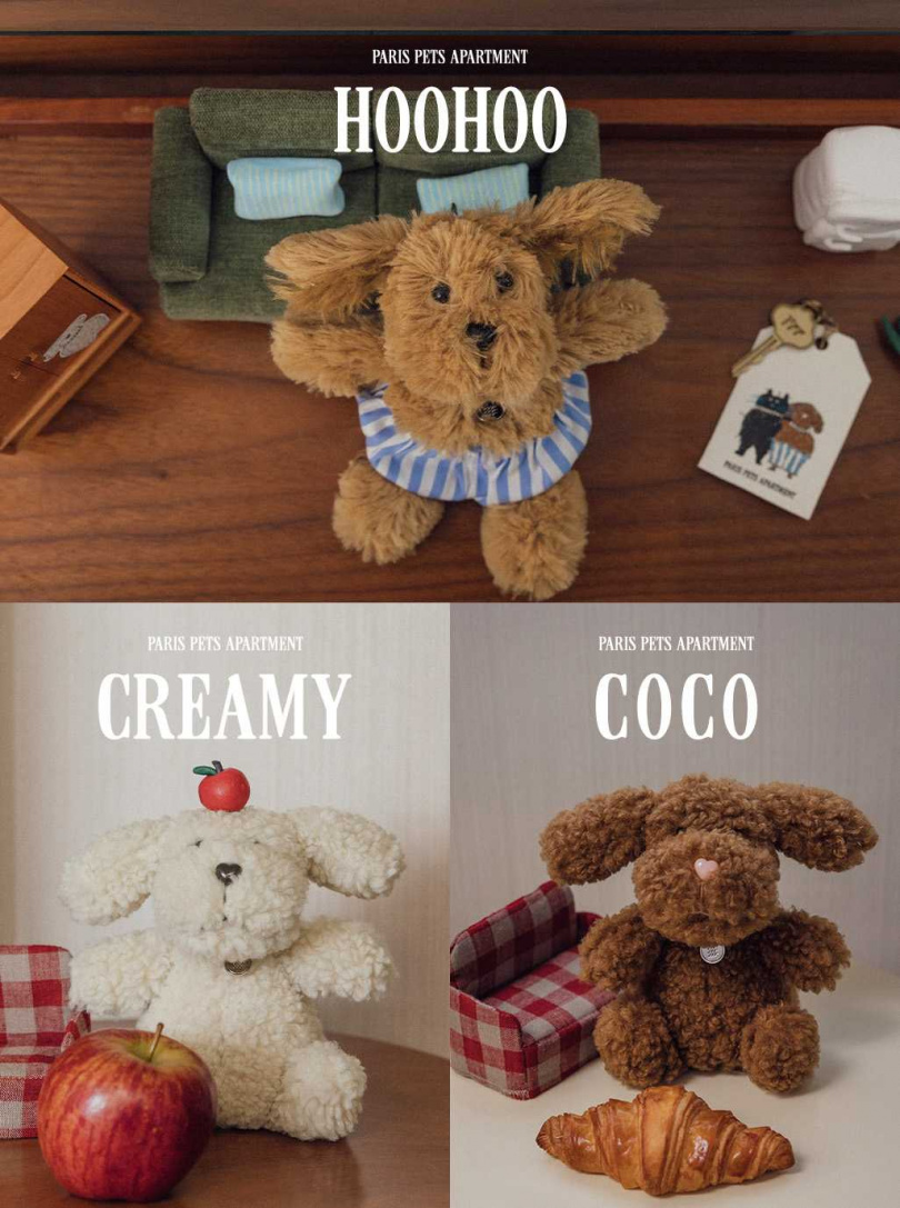 PETS 條紋短褲HOOHOO吊飾／PETS CREAMY奶油狗吊飾／PETS COCO巧克力狗吊飾 NT590（圖／品牌提供）