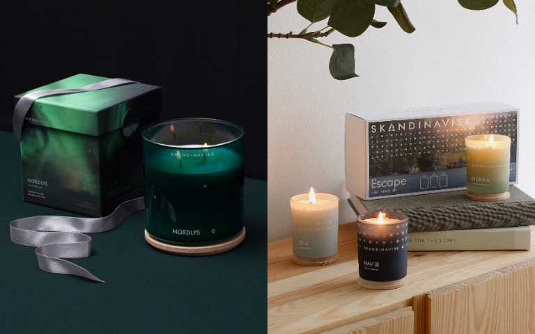 Skandinavisk NORDLYS 北極光 香氛蠟燭 400g／1,950元、ESCAPE 逃離 迷你香氛蠟燭禮盒 65g／2,590元（圖／品牌提供）