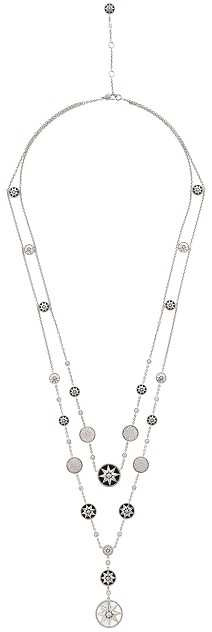 DIOR「Rose des Vents羅盤玫瑰」系列，白K金珍珠母貝縞瑪瑙鑽石多層次長項鍊╱1,900,000元。（圖╱DIOR提供）