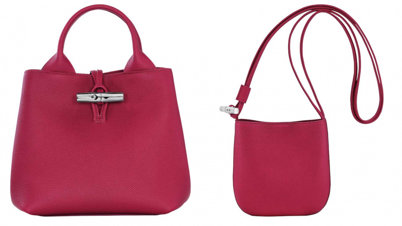 LONGCHAMP LE ROSEAU 系列 手提包XS (甜菜根紫色)/23,500元,斜背袋 S (甜菜根紫色)/15,400元。(圖/品牌提供)