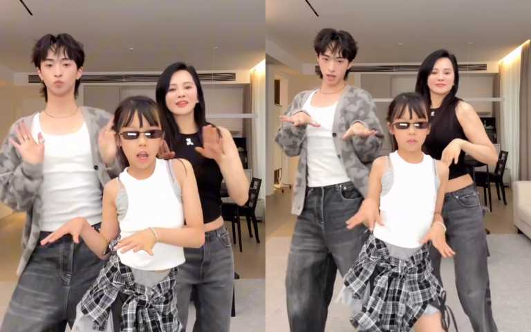 恩利分享和媽媽、妹妹一同熱舞影片祝母親節快樂。(圖/取自 sprinkle_my_tinkle IG)