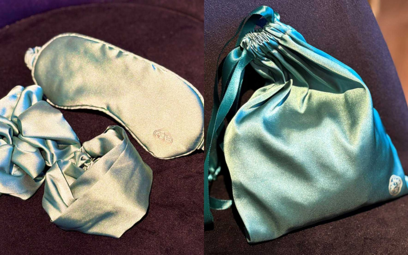 精緻的「蠶絲晚安眼罩3件禮」是此次的訂製參加禮。（圖／吳雅鈴攝）