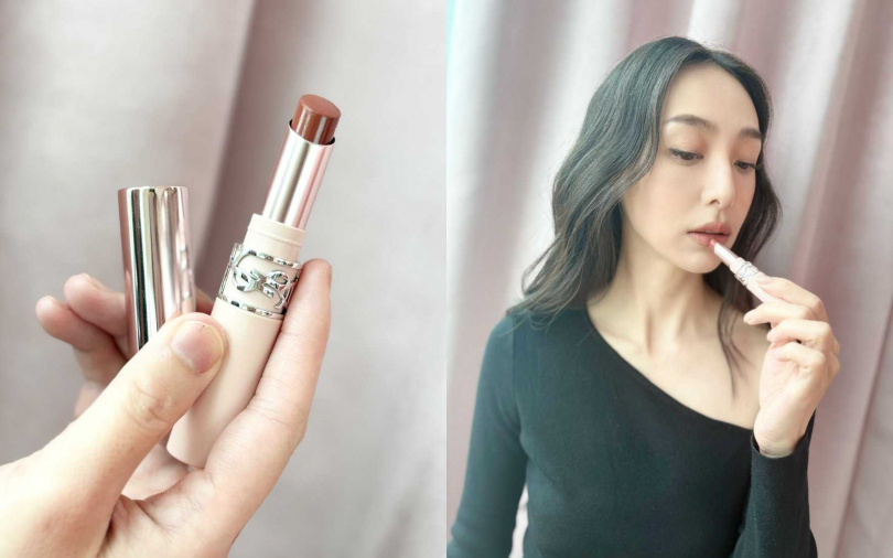 玫瑰金的金屬蓋搭配粉銀色訂製管身，讓妳拿著它補妝也能很時髦！（圖／吳雅鈴攝）