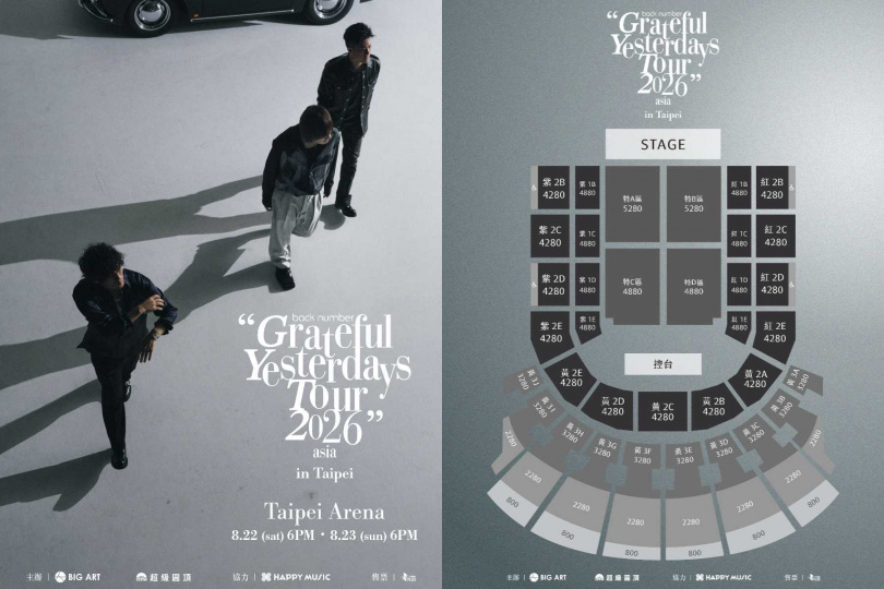 back number宣布連兩天唱進台北小巨蛋。（圖／大鴻藝術BIG ART / 超級圓頂SUPER DOME提供）