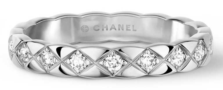 CHANEL「COCO CRUSH」戒指，窄版款，18K白金鑲嵌鑽石╱111,000元。（圖╱CHANEL提供）