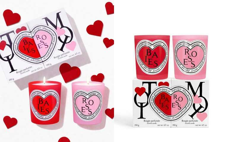 Diptyque 2025情人節限量香氛蠟燭二重奏禮盒 - 漿果香&玫瑰 190gx2/4,570元(2/14限定發售)（圖／品牌提供）