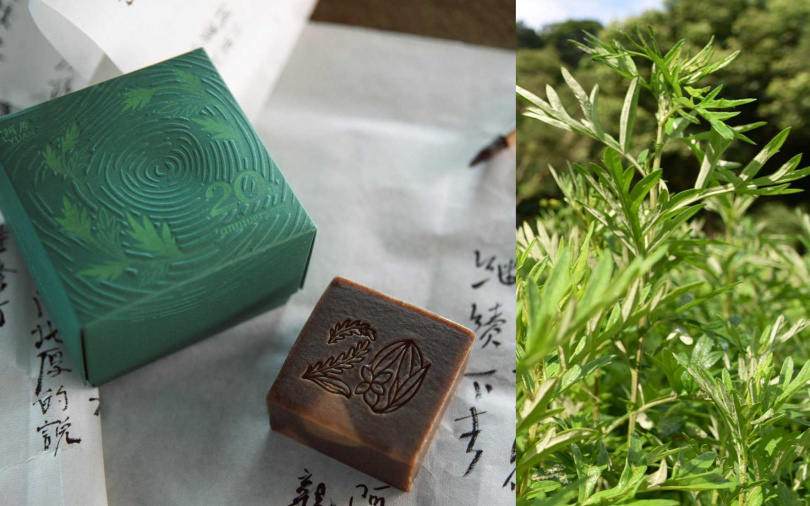 以品牌代表性草本植物「艾草」為主角的「艾平安紀念皂」。(圖/品牌提供)