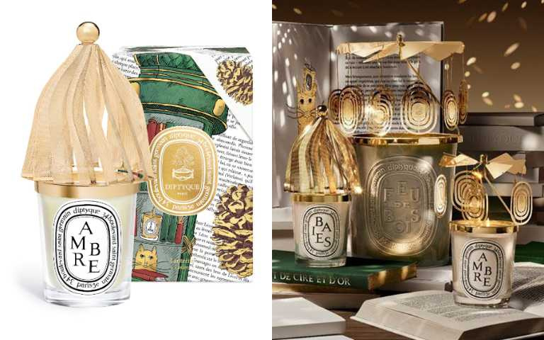 DIPTYQUE 2025 聖誕限量旋轉燭罩/3,200元、DIPTYQUE 2025聖誕限量燭光萬花筒/3,600元(圖/品牌提供)