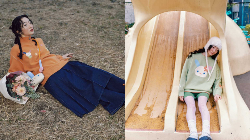 mini matters星星花小兔毛衣／1,980元，mini matters花小兔撞色毛衣／1,980元（圖／mini matters）