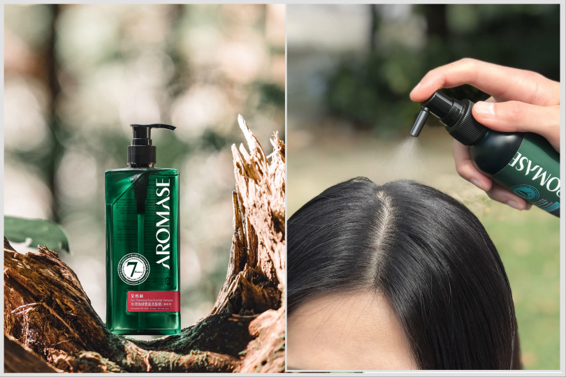 艾瑪絲玫瑰強健豐盈洗髮精、艾瑪絲草本強健養髮精華液（圖／品牌提供）