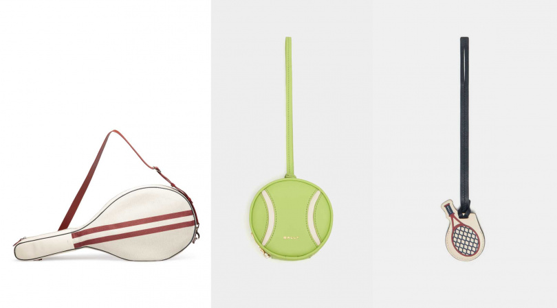 TENNIS網球拍袋 ／52,800元，TENNIS 網球零錢包／16,800元，TENNIS AirTag吊飾／5,500元（圖／品牌提供）