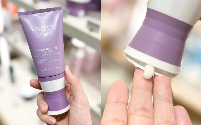 Virtue「髮肌密集增量澎澎乳」專為細軟髮設計，打造輕盈不黏的蓬鬆輪廓。（圖／吳雅鈴攝）