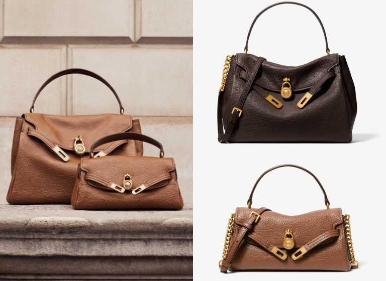 MICHAEL KORS HAMILTON小型肩背提包／9,900元，HAMILTON棕色肩背提包／ 15,400元（圖／品牌提供）