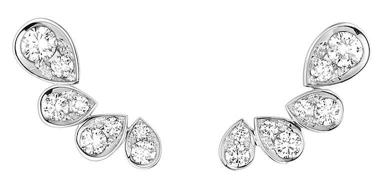 CHAUMET「Joséphine Ronde d'Aigrettes」18K白金鑽石耳環╱158,000元。（圖╱CHAUMET提供）