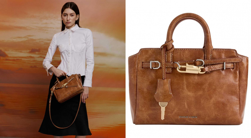 CHARLES & KEITH Delfina 小型鎖頭手提包／2,990元（圖／品牌提供）