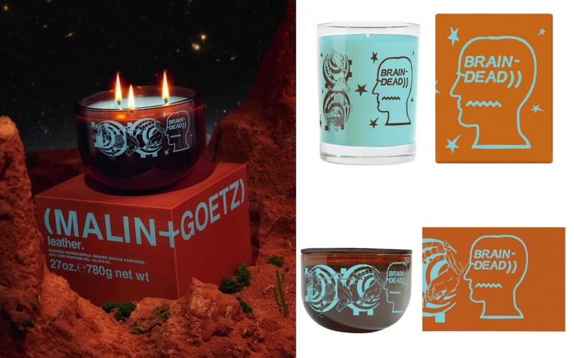 (MALIN+GOETZ) x BRAIN DEAD皮革香氛蠟燭255g／2,550元、780g／7,400元（圖／品牌提供）