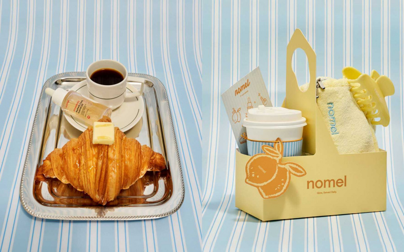 7/9-7/26期間凡至nomel Bakery期間限定烘焙坊購買nomel 限定套餐「檸檬雲朵可頌+蜂蜜檸檬咖啡」,即可獲贈「煥光經典雙重煥顏油10ml」與「nomel七週年限量貼紙」。(圖/品牌提供)