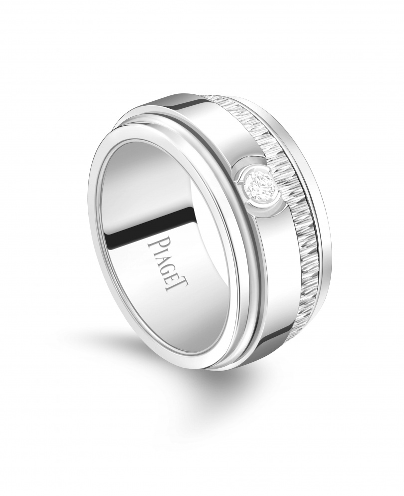 PIAGET Possession系列18K白金宮廷式雕刻飾紋鑲鑽戒指／建議售價182,000元（圖／品牌提供）