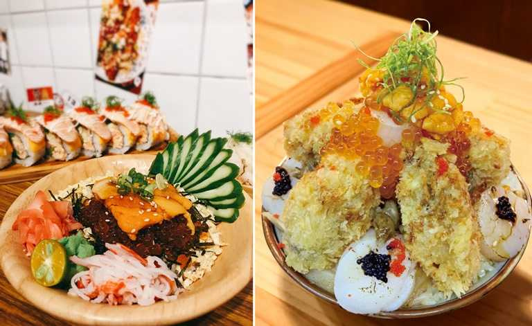 日料店「森川丼丼」進入鬼月後，推出超豪華的「蠔膽干貝丼」、「赤海膽鮭魚卵丼」兩款限量供應隱藏版「壯膽菜單」。