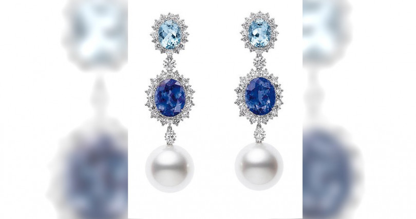 頂級珠寶系列南洋珍珠丹泉石藍寶耳環，定價：5,870,000元（圖／MIKIMOTO提供）