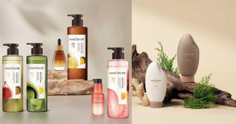 Hair Recipe髮的食譜 全新 頭皮元氣茶食譜系列；(右)4.Hair Recipe髮的食譜 全新頭皮抗老系列—蘊髮黑米瓶（圖／品牌提供）
