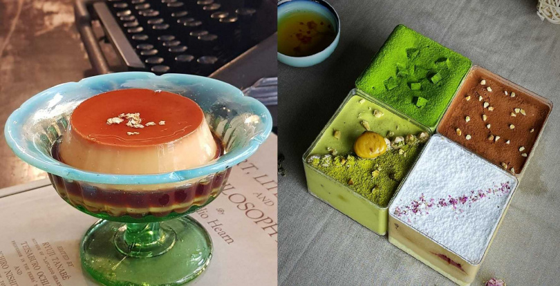 昭和浪漫小賣所「手工醬燒布丁」（左，690元／6入）、一茶軒甜點「蛋糕雪盒組」（1,150元）（圖／Pinkoi提供）