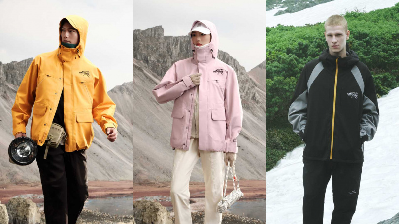 澄黃色GORE-TEX三層防水科技工裝外套、冰紫粉GORE-TEX三層防水科技工裝外套 、男士防風保暖外套（圖／品牌提供）