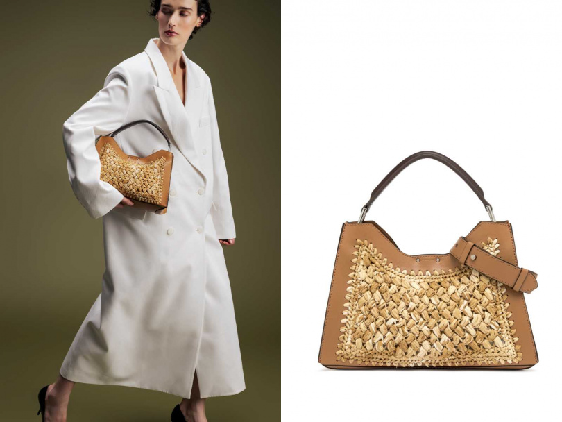 Gianni Chiarini Aurora草編皮革拼接包/24,800元(圖/品牌提供)