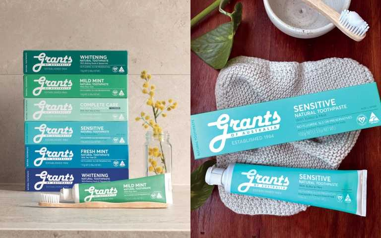 Grants 大自然溫和薄荷牙膏 110g/200元、Grants 大自然清涼薄荷牙膏 110g/200元、Grants 大自然蜂膠牙膏 110g/200元、Grants 大自然淨白薄荷牙膏 110g/240元、Grants 大自然抗敏牙膏 100g/280元。(圖/品牌提供)