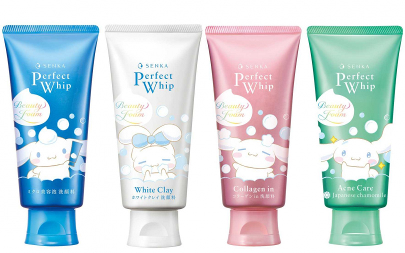 專科超微米潔顏乳x大耳狗喜拿的聯名一次推出四款限定包裝，經典藍、亮泥白、彈潤粉、淨痘綠，每一瓶都能看到大耳狗不一樣的表情變化，很值得收集。（圖／品牌提供）