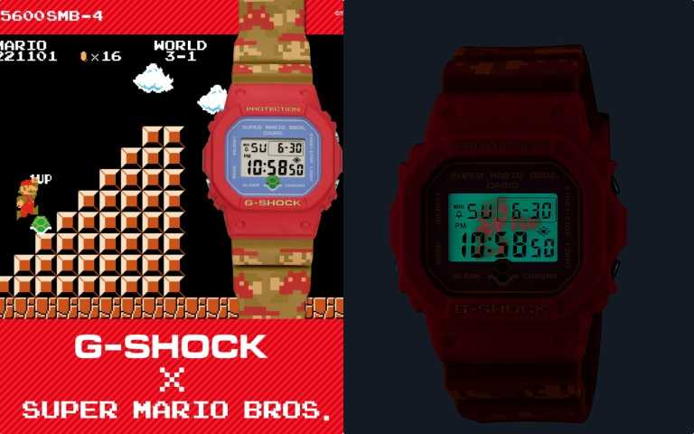 G-SHOCK 推出全新「超級瑪利歐兄弟」設計錶款 DW-5600SMB-4 /4,500元（圖／品牌提供）