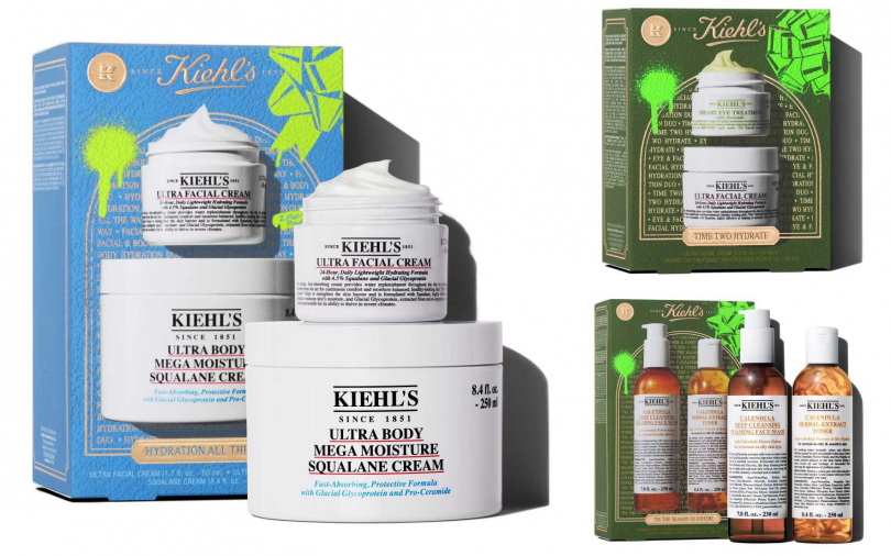 Kiehl’s冰河醣雙水潤禮盒／2,500元、極致保濕禮盒／2,060元、穩膚透亮金盞花禮盒／2,240元（圖／品牌提供）
