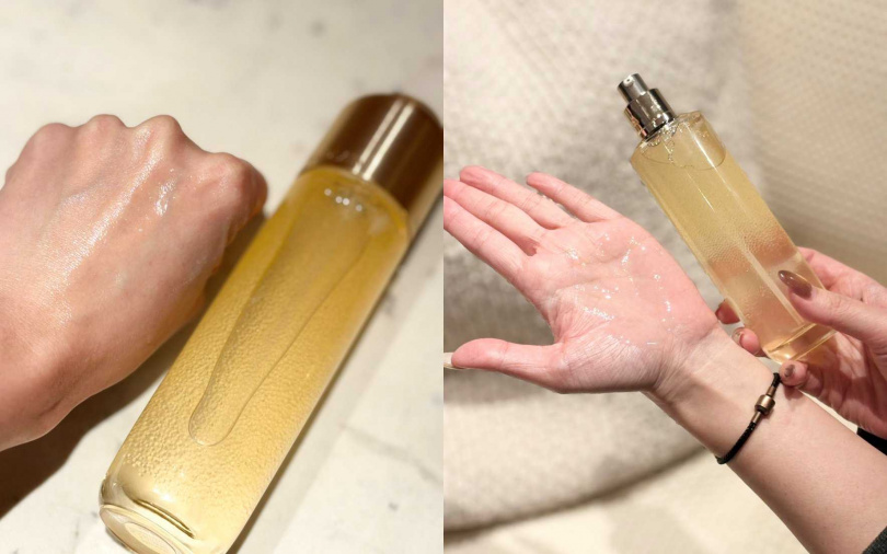 包裹於微晶球中的蘭花低溫浸漬精萃油能強化肌膚的接受力,為光能量的釋放做好準備。(圖/吳雅鈴攝)