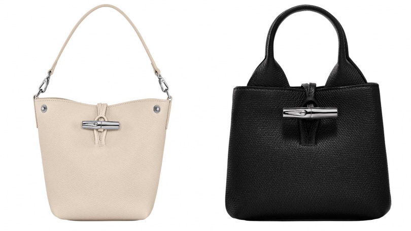 LONGCHAMP ROSEAU系列手提包XS (白紙色)／22,100元，手提包XS (黑色)／23,500元（圖／品牌提供）