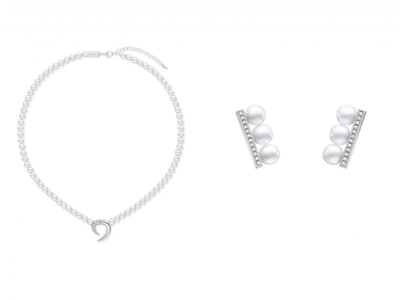 TASAKI danger horn plus 18K白金&鑽石&阿古屋珍珠項鍊，TASAKI balance neo耳環（圖／品牌提供）