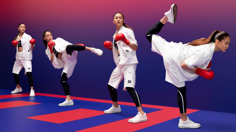 台灣空手道女將、2020東京奧運銅牌好手文姿云穿上DIOR VIBE示範招牌動作「蠍子踢」，實在太帥啦！(圖／品牌提供)