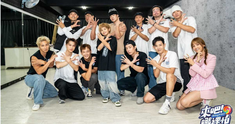 小煜（左起）、王子、威廉、NANA、孫振、小杰、敖犬、朵拉街舞大比拚。（圖／TVBS提供）