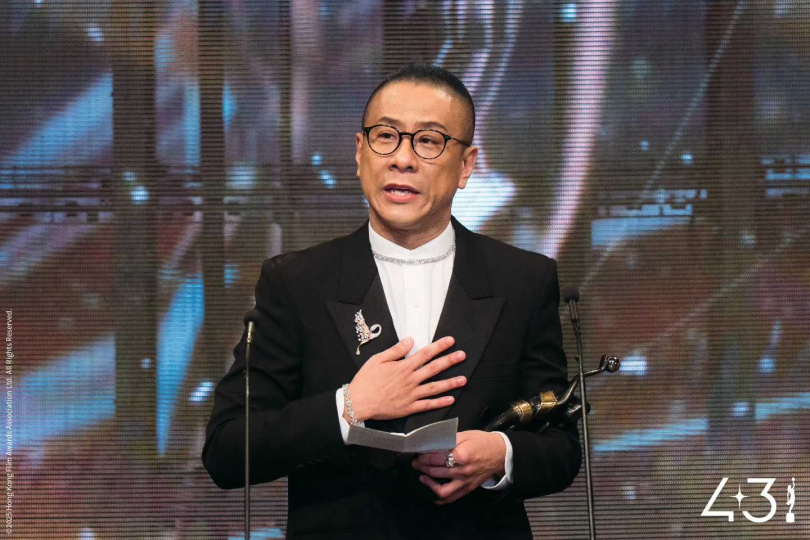 朱栢康靠《破‧地獄》抱回最佳男配角,擊敗古天樂、伍允龍等勁敵。(圖/翻攝自香港金像獎臉書)
